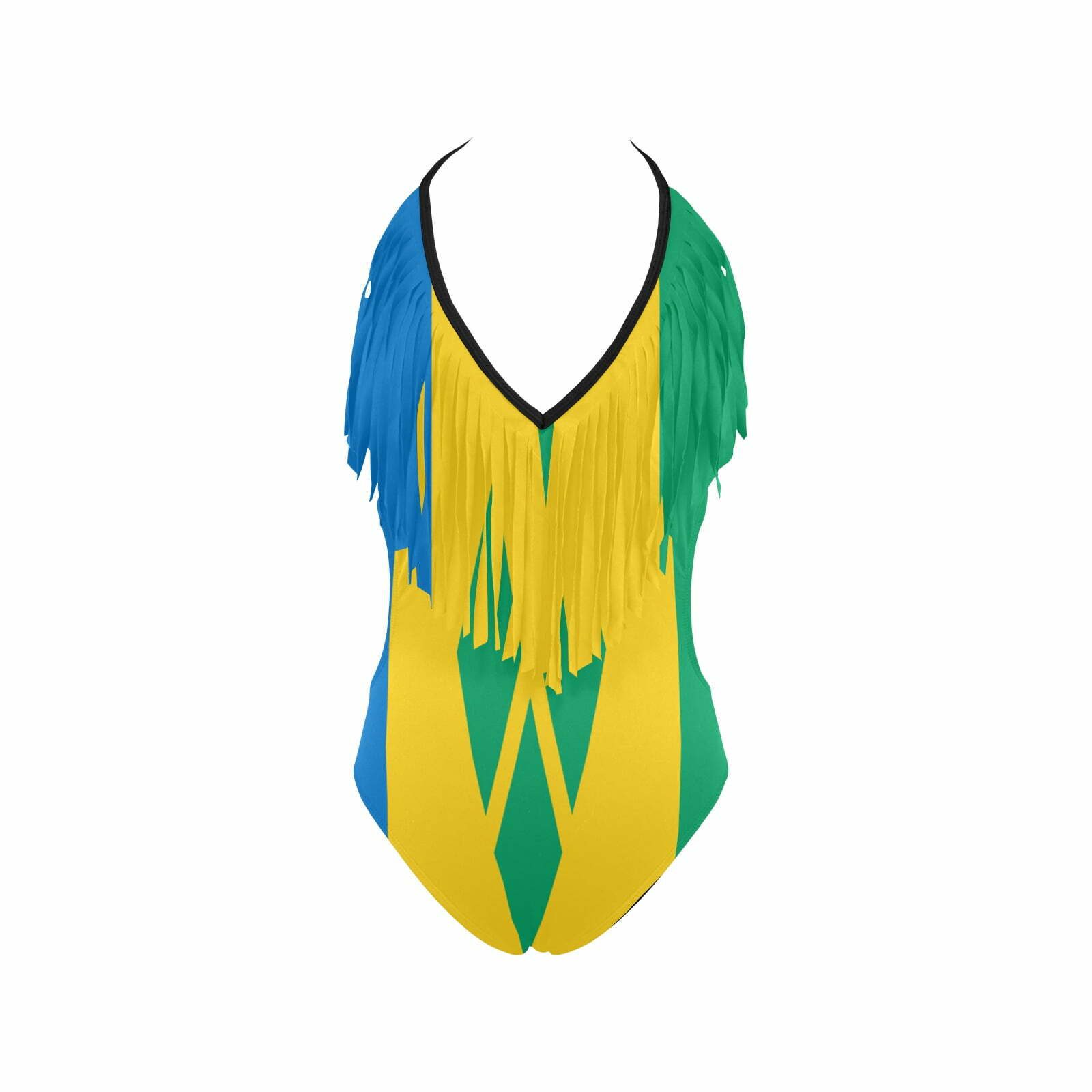 Saint Vincent & The Grenadines Flag Women's Fringe One Piece Swimsuit Saint Vincent and the Grenadines Flag Women's Fringe One Piece Swimsuit