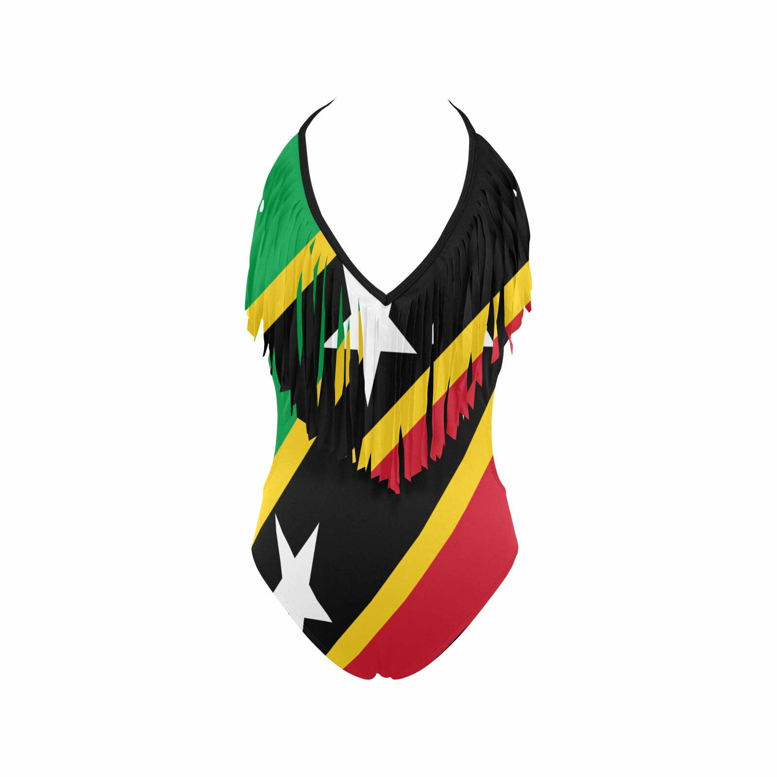 Saint Kitts and Nevis Flag Women's Fringe One Piece Swimsuit Saint Kitts and Nevis Flag Women's Fringe One Piece Swimsuit