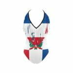 Dominican Republic Flag Women's Fringe One Piece Swimsuit