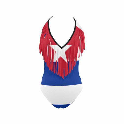 Cuba Flag Women's Fringe One Piece Swimsuit