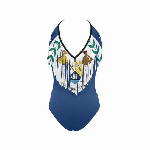Belize Flag Women's Fringe One Piece Swimsuit