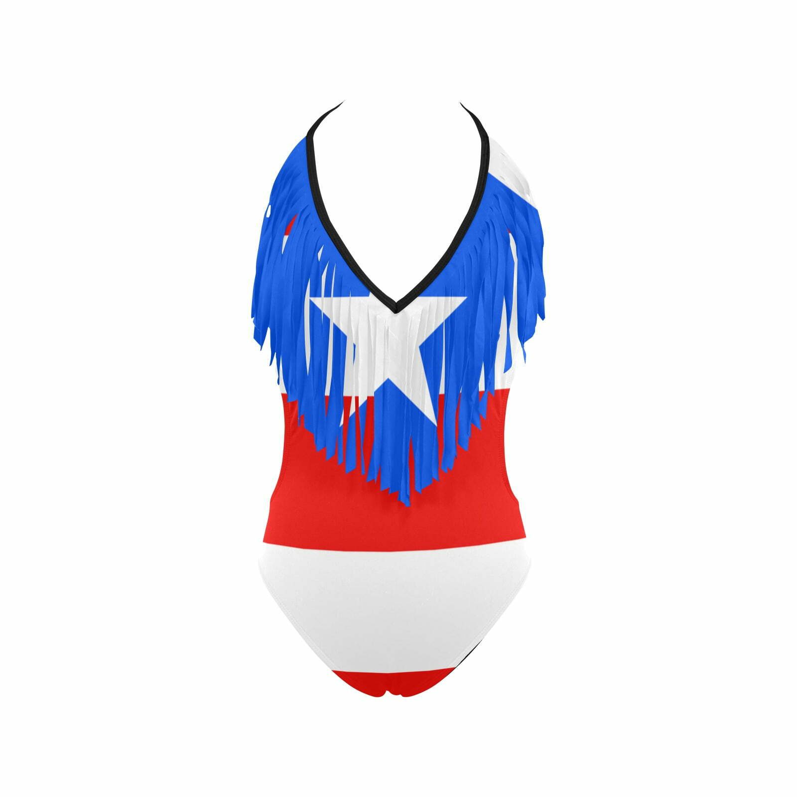 Puerto Rico Flag Women's Fringe One Piece Swimsuit Puerto Rico Flag Women's Fringe One Piece Swimsuit