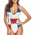 Dominican Republic Flag Women's Fringe One Piece Swimsuit