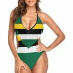 Dominica Flag Women's Fringe One Piece Swimsuit