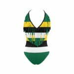 Dominica Flag Women's Fringe One Piece Swimsuit