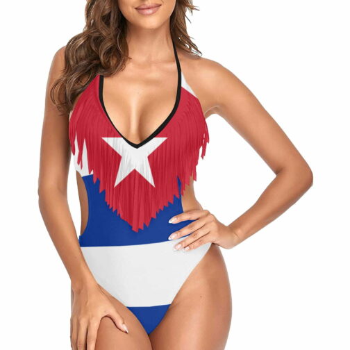 Cuba Flag Women's Fringe One Piece Swimsuit