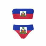 Haitian Flag Chest Wrap Bikini Swimsuit