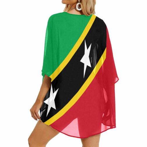 Saint Kitts and Nevis Flag Women’s Kimono Chiffon Cover Up