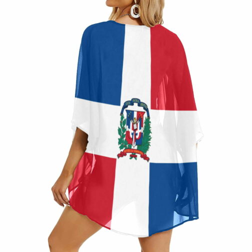 Dominican Republic Flag Women’s Kimono Chiffon Cover Up
