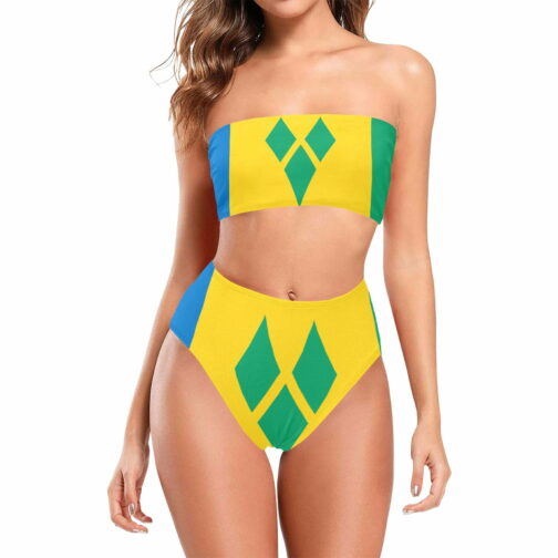 Saint Vincent and The Grenadines Flag Chest Wrap Bikini Swimsuit