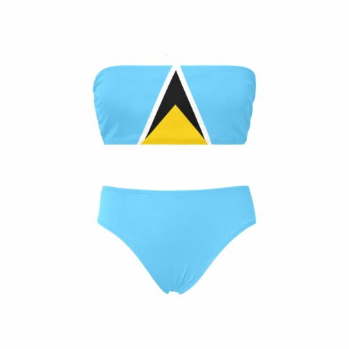 Saint Lucia Flag Chest Wrap Bikini Swimsuit