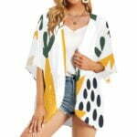 Pine Motif Women’s Kimono Chiffon Cover Up