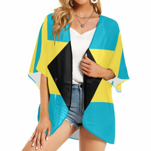 The Bahamas Flag Women’s Kimono Chiffon Cover Up