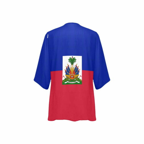 Haitian Flag Women’s Kimono Chiffon Cover Up