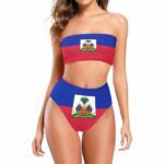 Haitian Flag Chest Wrap Bikini Swimsuit