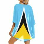 Saint Lucia Flag Women’s Kimono Chiffon Cover Up