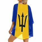 Barbados Flag Women’s Kimono Chiffon Cover Up
