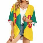 Grenada Flag Women’s Kimono Chiffon Cover Up