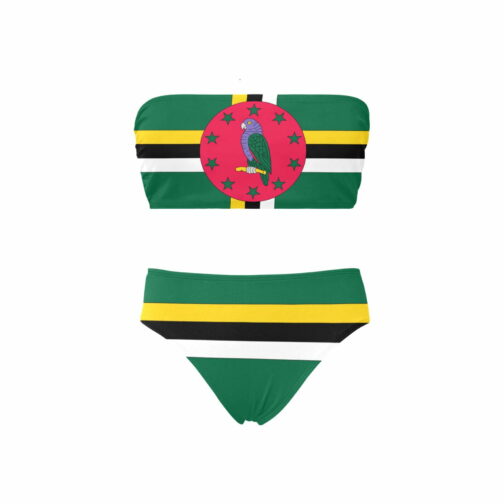 Dominica Flag Chest Wrap Bikini Swimsuit