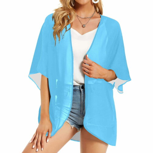 Saint Lucia Flag Women’s Kimono Chiffon Cover Up