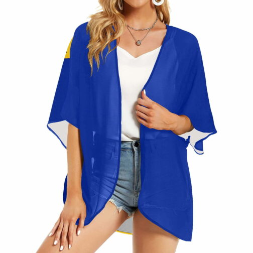 Barbados Flag Women’s Kimono Chiffon Cover Up