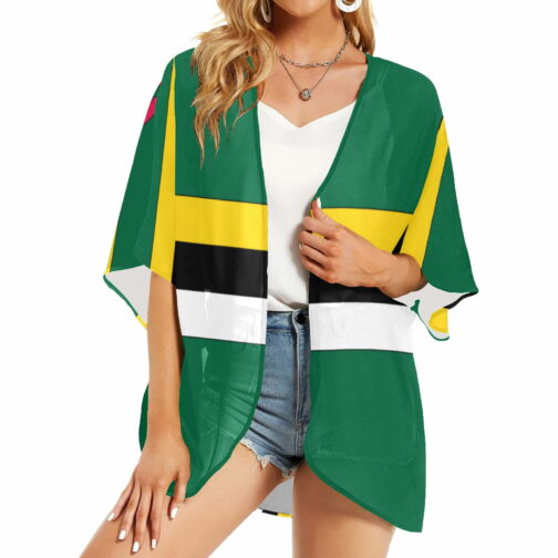 Dominica Flag Women’s Kimono Chiffon Cover Up