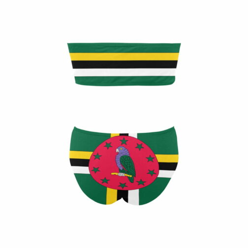 Dominica Flag Chest Wrap Bikini Swimsuit