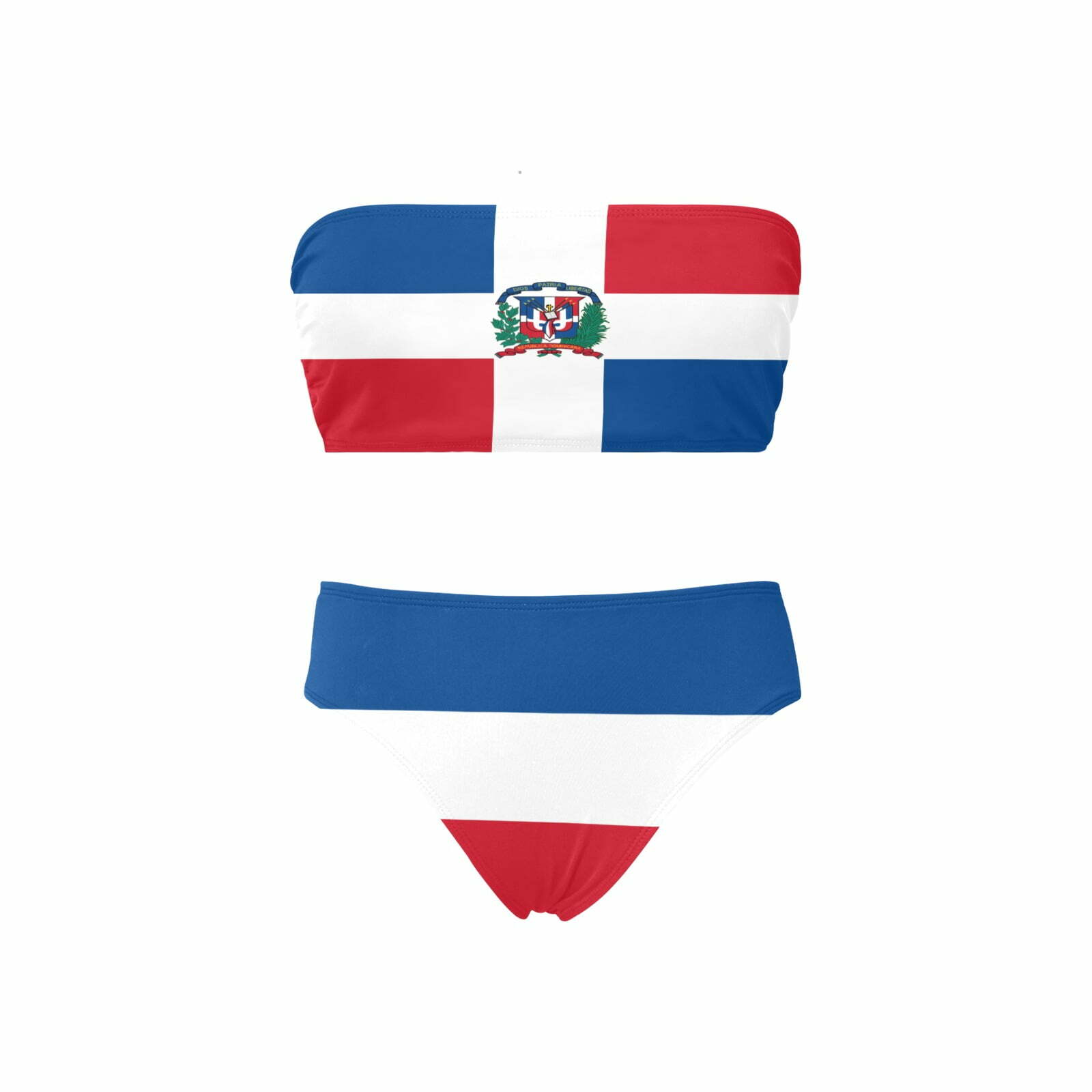 Dominican Republic Flag Chest Wrap Bikini Swimsuit