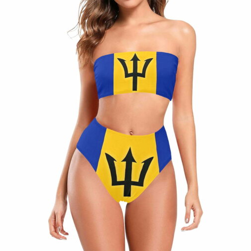 Barbados Flag Chest Wrap Bikini Swimsuit