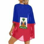 Haitian Flag Women’s Kimono Chiffon Cover Up