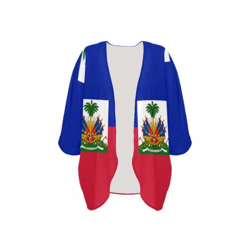 Haitian Flag Women’s Kimono Chiffon Cover Up