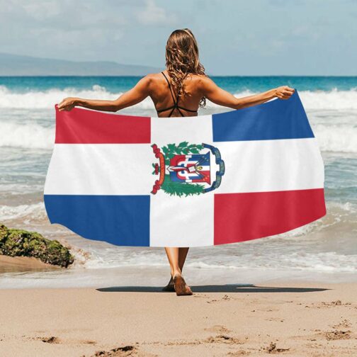 Dominica Republic Flag Beach Towel 32" x 71"