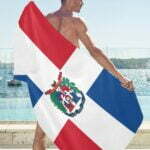 Dominica Republic Flag Beach Towel 32" x 71"