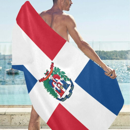 Dominica Republic Flag Beach Towel 32" x 71"