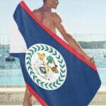 Belize Flag Beach Towel 32" x 71"