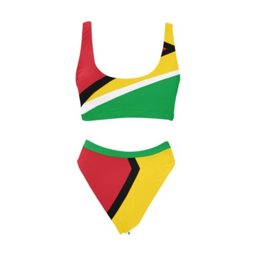 Guyana Flag High-Waisted Bikini Swimsuit