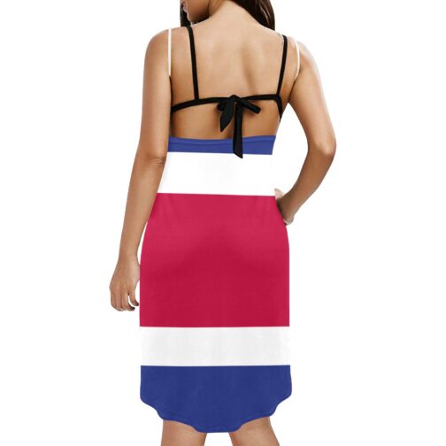 Costa Rica Flag Spaghetti Strap Backless Beach Dress - Image 2
