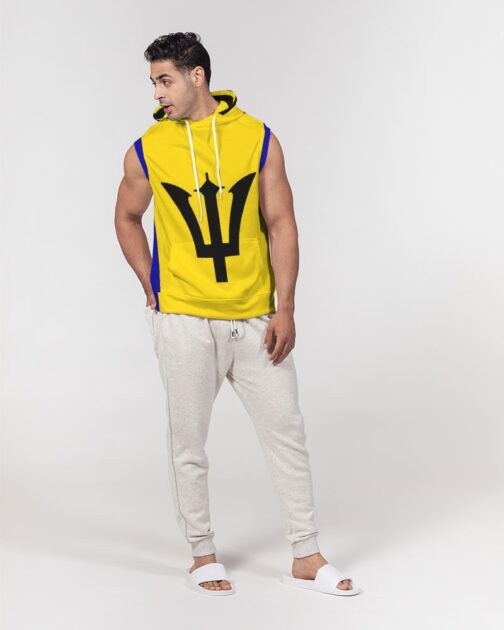 Barbados Flag Mens Sleeveless Hoodie