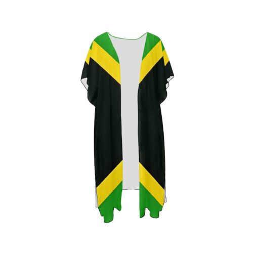 Jamaica Flag Back Print Mid-Length Chiffon Cover Up