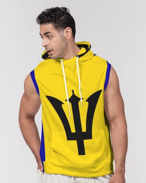 Barbados Flag Mens Sleeveless Hoodie