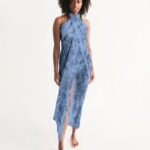 Blue Toile Floral Swim Cover Up
