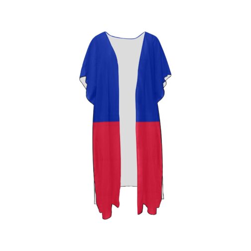 Haiti Flag Print Mid-Length Chiffon Cover Up