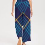 Blue Tartan Women’s High-Rise Wide Leg Pants