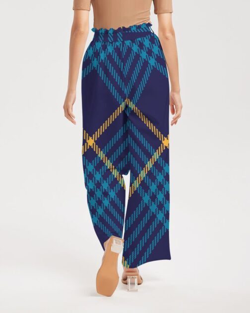 Blue Tartan Women’s High-Rise Wide Leg Pants