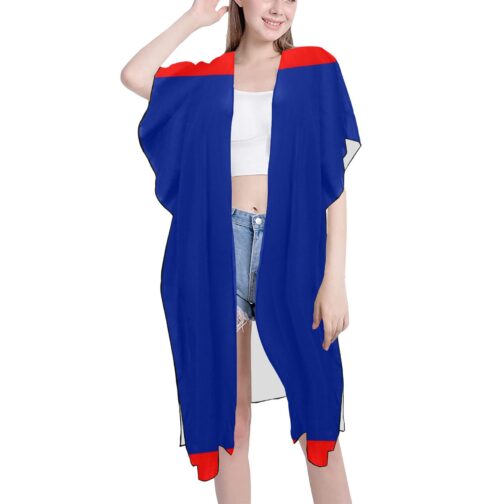 Belize Flag Mid-Length Chiffon Cover Up