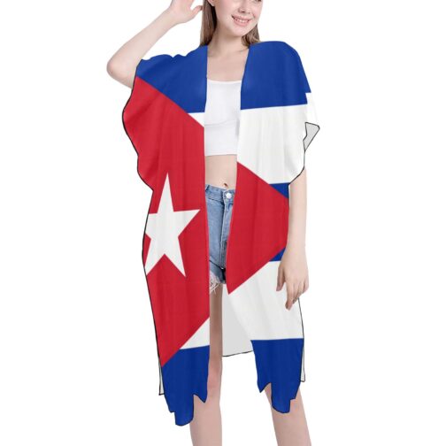 Cuba Flag Mid-Length Chiffon Cover Up