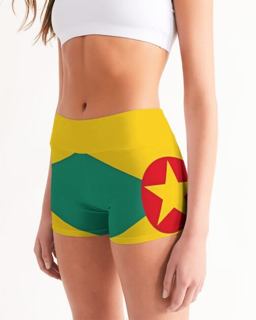 Grenada Flag Women’s Mid-Rise Yoga Shorts