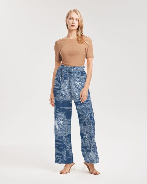 Blue Tiger Scene Women’s High-Rise Wide Leg Pants