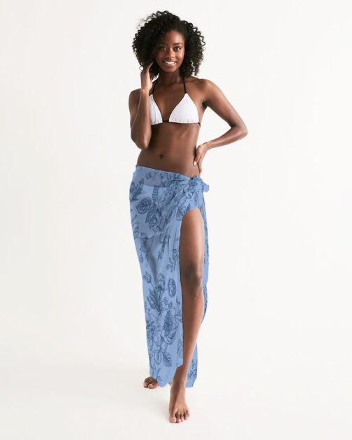 Blue Toile Floral Swim Cover Up
