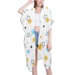 Watercolor And Glittering Stars Mid-Length Chiffon Cover Up